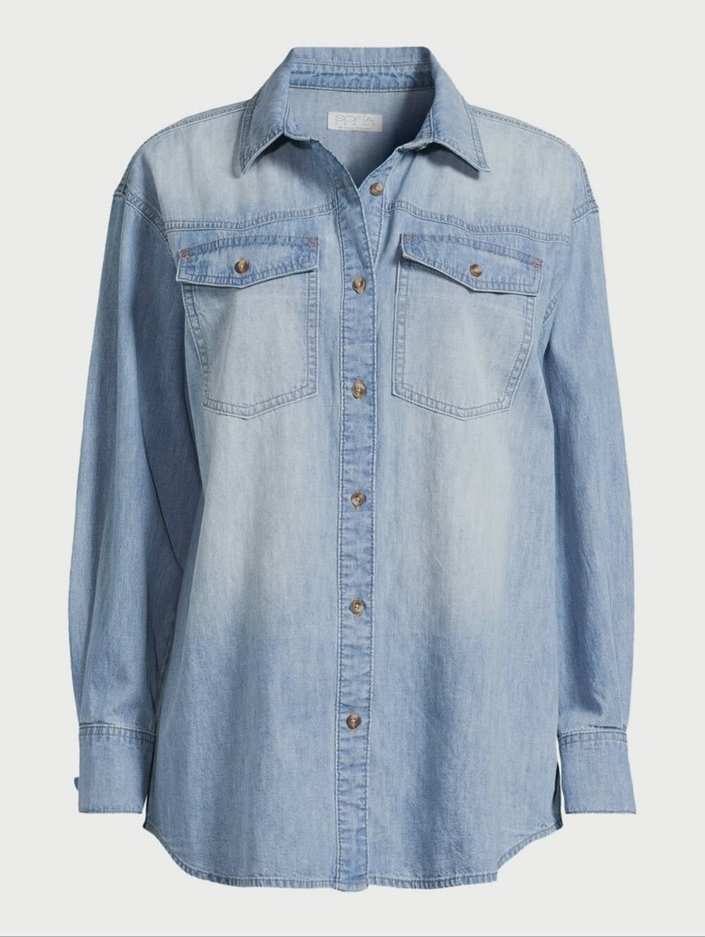 Sofia Vergara NWT Women's Size Large 12/14 Oversized Boyfriend Shirt Med Wash
